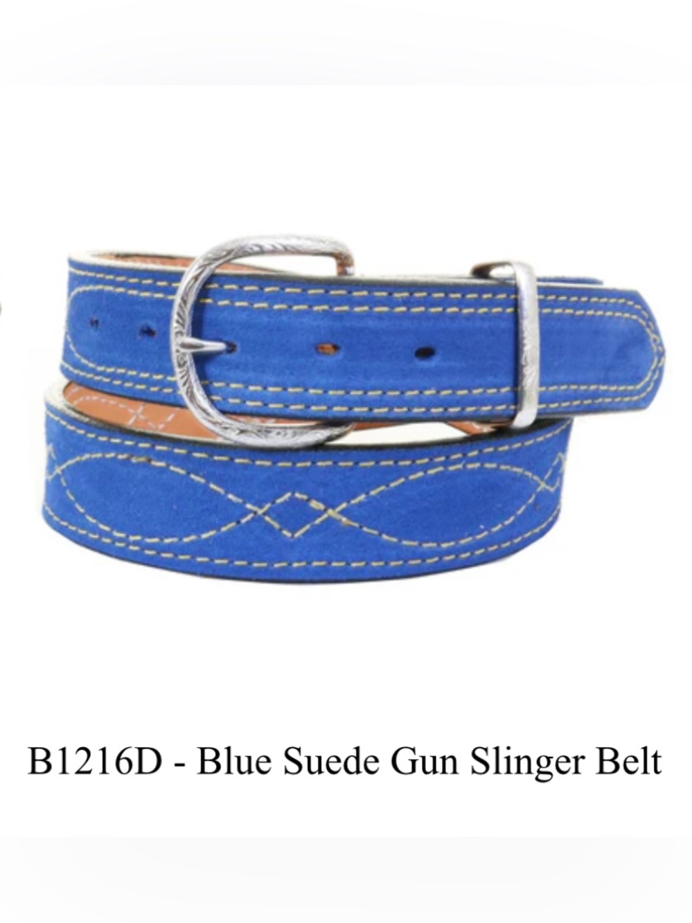 Custom made Blue Suede Gun Slinger women’s belt
